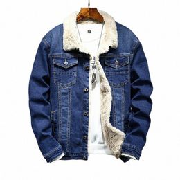 men Winter cmere Jean Jackets Outerwear Warm Fleece Denim Coats New Men Large Size Wool Liner Thicker Winter Denim Jackets Y2Dj#