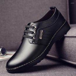 Casual Shoes Men's Real Leather Trend All-match Dress Male Breathable British Black Business Genuine