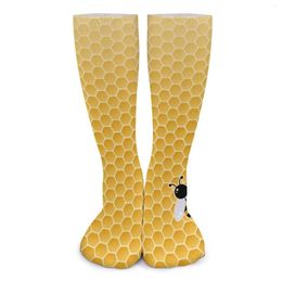 Women Socks Bumble Bees Cute Honeycomb Print Gothic Stockings Spring Anti-Slip Ladies Comfortable Design Outdoor Sports