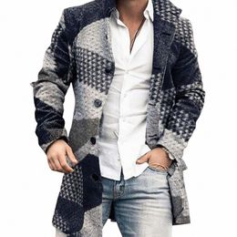 Giacca da uomo con risvolto Capispalla All Match Giacca antivento spessa Lg Cappotto Streetwear 58S6 #