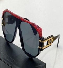 Legends 163 Sunglasses Red Leather Black Grey Shaded Sonnenbrille gafas de sol Men Sun Shades UV400 Protection with Box8615038