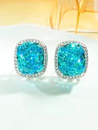 Stud Earrings Luxury Classic Colored Diamond 925 Sterling Silver Inlaid With High Carbon Temperament Female.