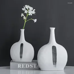 Vases Boyou Ceramic Ink Style Vase Nordic Modern Pot Pampas Grass Dried Flower Living Room Home Interior Decoration Desk Office