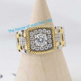 10K 14K чистое белое золото розовое золото мужское кольцо белого цвета D 0,8 карата круглый муассанит с бриллиантом кубинское мужское кольцо