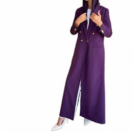 purple Blazer Lg Jacket Double Breasted Peak Lapel Loose Outfits 1 Piece Formal Office Coat High Quality Luxury Abayas Dubia N9sW#