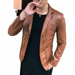 mens Blazer Jacket Men's Jackets Winter and Autumn Leather Jackets New Arrived 2024 Korean Style Slim Trend Pu Leather Jackets X9jw#