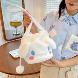 Evening Bags 2024 Japanese INS Cartoon Large Capacity Bucket Crossbody Bag Cute Girl Pull Rope Plush Shoulder