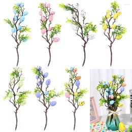 Decorative Flowers 35CM Festival Supplies Wedding Favours Colourful DIY Painting Foam Egg Flower Easter Decoration Fake Plant Tree Branch