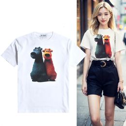 Fashion Designer luxury Classic art cartoon 3D Printing ShortSleeved TShirt Black for women tee high quality 240313