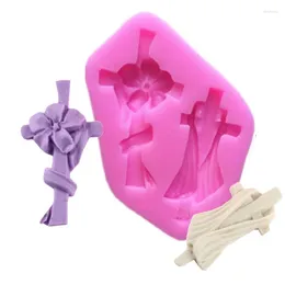 Baking Moulds Cross Modeling With Flower Silicone Fondant Mold 3D Cake Decoration Mould For Chocolate Tool F0734