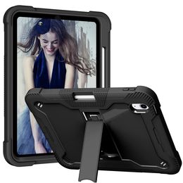 Hybrid Shockproof Rugged Tough Armour Silicone PC Stand Case For iPad Mini 5 6 10th 10.9 Pro Air 4 10.2 Samsung Tab A7 A8 A9 Plus S9 S6 Lite T290 T220 T500 T510 P610 Tablet Cover