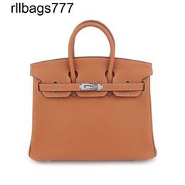 Women's Genuine Leather Bk Handbag Bag Full Hand Sewing Wax Wire All Steel Hardware Togo First Layer Cowhide Street Trend Tote Shoulder