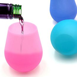 Durable Portable Silicone Wine Goblet Cocktail Water Cup Glasses Unbreakable Anti Slip Outdoor Shatterproof Beer Champagne Whiskey Travel Party Barware W0222