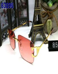 Rimless sunglasses man and women unisex vintage with box Famous Lady UV400 buffalo horn glasses blue brown red pink gold silver me4341381