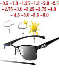Sun Pochromic Myopia Eyeglasses Men Finished Chameleon Lens Prescription Glasses Half Metal Frame 05 075 10 2 To 64442850