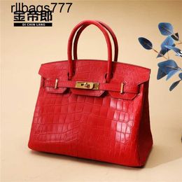 Leather Bk Matte Handbag Genuine Family Crocodile Belly Women's Fashion Trend Hand Sewn Wax Thread Women's Handbag