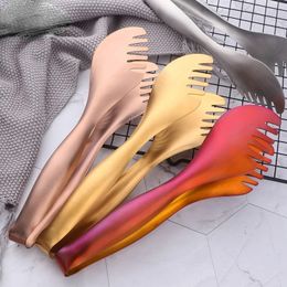 NEW 2024 1pc Stainless Steel Food Golden Bread Clamp Salad Clip Baking Pastry BBQ Buffet Tongs Cook Kitchen Utensils