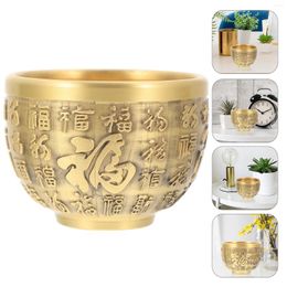 Bowls Gold Brass Treasure Bowl Chinese Fortune Basin Wealth Home Desktop Decor Copper Utensils