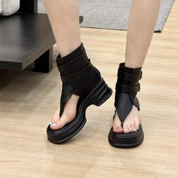 Sandals Ladies High Heels Women Flip Flops Black Belt Buckle Gladiator Summer Platform High-Top Shoes Sandalia Mujer