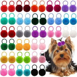 Dog Apparel Wholesale Pet Hair Bows Colourful Ball Pets Cat Grooming Plush Bulk Fashion For Small Dogs Accessories