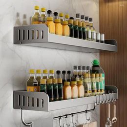 Kitchen Storage Wall Mounted Seasoning Rack Drill-Free Hang Shelf For Wall-Mounted Organiser Over