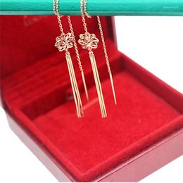 Dangle Earrings Purple Gold 585 Russian Snake Bone Flower Women's Temperament Fashion Exquisite Plated 14K Rose For Women