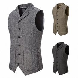 high Quality Mens Suit Vest Waistcoat Busin Turndown Collar Slim Herringbe Fabric Male Dr Blazer Vests Formal Party V09 y5Wv#