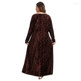 Ethnic Clothing Spring Autumn Velvet Africa Long Sleeve African Dresses For Women Sexy O-Neck Perspective Slim Dress Office Lady Party