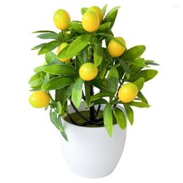 Decorative Flowers Small Artificial Plant Fake Plastic Tree Bonsai Decor Potted Bathroom Faux Indoor Window Tabletop