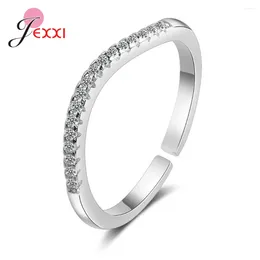 Cluster Rings Simple Fashion 925 Sterling Silver Opening Statement Paved Cubic Zircon Rhinestone Ring Gift Jewellery For Women