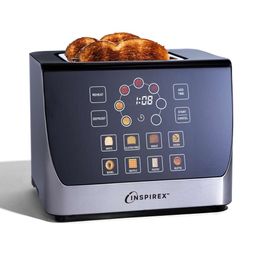 Inspirex Touch Screen Display Intelligent Toaster, 2 Pieces, 8 Bread Types 7 Browning Modes, Automatic Lowering and Raising, Digital Countdown, Modern Style,