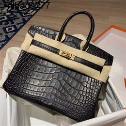Leather Bk Designer Crocodile Genuine Handbag Bag Women's Fashion Cowhide Commuter High-capacity
