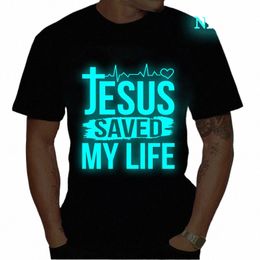 jesus Save My Life Print Women Men T Shirt Short Sleeve O Neck Tshirt Luminous Ladies Tee Shirt Tops Oversized Clothes Camisetas S9AN#