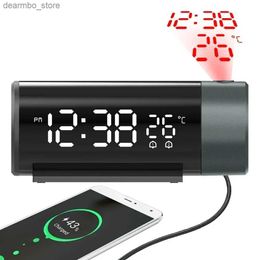 Desk Table Clocks Clock temperature 180 rotation bedroom electronic desk wall alarm with digital bedside projection clock function for taking a nap24327