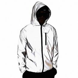 hip hop Hooded Coat Unisex New Streetwear Noctilucent Men Jackets Cycling Clothes reflective Windbreaker women waterproof Jacket f2yv#