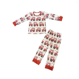 Clothing Sets Wholesale Toddler Children Valentines Outfits Long Sleeves Boys Truck Pajamas Set Girls Hearts