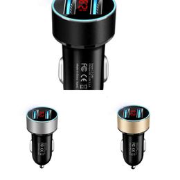 Update Dual USB Car Charger Cigarette Lighter Qc3.0 Super Fast Charge Digital Display One Drag Two Charger Car Accessories