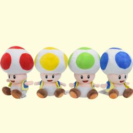 16cm Mary Series Mushroom Man Sitting Posture Open Smile Plush Toy Stuffed Animals Chinobio Can Take Off Vest Children's Games Playmate Kids Gift