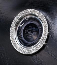 Car Automobiles OneClick Start Stop Engine Ignition Push Button Decoration Diamond Rhinestone Crystal Ring Circle Trim Cover home2429322