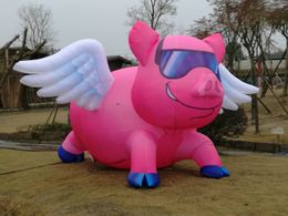 6m 20ft high Factory Price Customized Pink Inflatable Pig With strip and Blower For Park Advertising Event Decoration