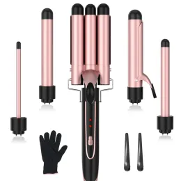 Irons Lofamy MNC01A 5 In 1 Multifunctional Ceramic Triple Barrel Rose Gold Curling Iron Electric Hair Iron Curlers Set Styling Tools