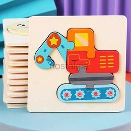 Intelligence toys Kids Wooden Toys 3D Wood Puzzle Cartoon Animals Cognitive Jigsaw Early Learning Educational For Children Gift 24327