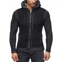 Men's Sweaters Nice Autumn And Winter European American Large Sweater High Neck Hooded Cardigan Knitted Top