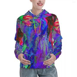 Women's Hoodies Colourful Neon Paint Casual Abstract Graffiti Hooded Shirt Autumn Long Sleeve Streetwear Oversize Pullover Hoodie Gift