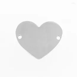 Pendant Necklaces 2 Inner Hole Heart Size 20mm Women Diy Hearts Engrave Print Jewerly Mirror Polish Stainless Steel Wholesale 10pcs