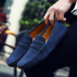 Men Casual Shoes Espadrilles Triple Black White Brown Wine Red Navy Khaki Mens Suede Leather Sneakers Slip On Boat Shoe Outdoor Flat Driving Jogging Walking 38-52 A064