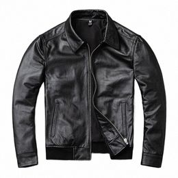 free ship.Plus size Father's genuine leather jacket.100% natural cowhide coat.Men classic casual cheap leather cloth. n9wW#