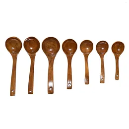 Spoons Large Wooden Round Durable Serving Wood For Eating Soup Rice Fruit Vegetables