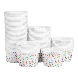 Disposable Cups Straws Polka Dot Paper Treat Dessert Bowls For Sundae Cake Ice Cream Festive Party Supplies