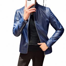 top Grade New Brand Designer Casual Fi Classic Faux Pu Fi Leather Jacket Men Brown Moto Coats Mens Clothing 2024 a57x#